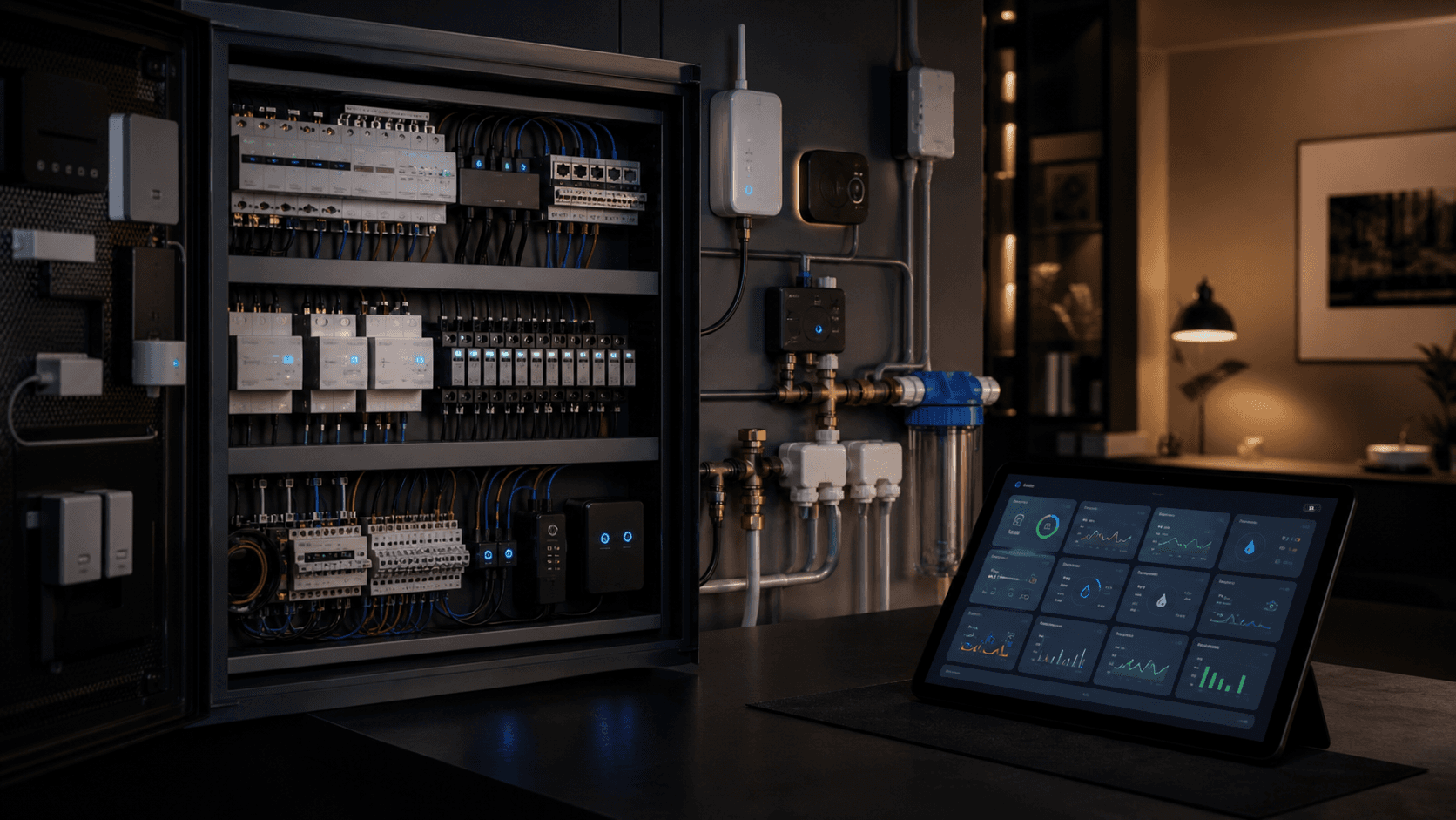 Ranveer self-optimizing smart living environment with automation cabinet, sensors, energy monitoring, and dashboard logic